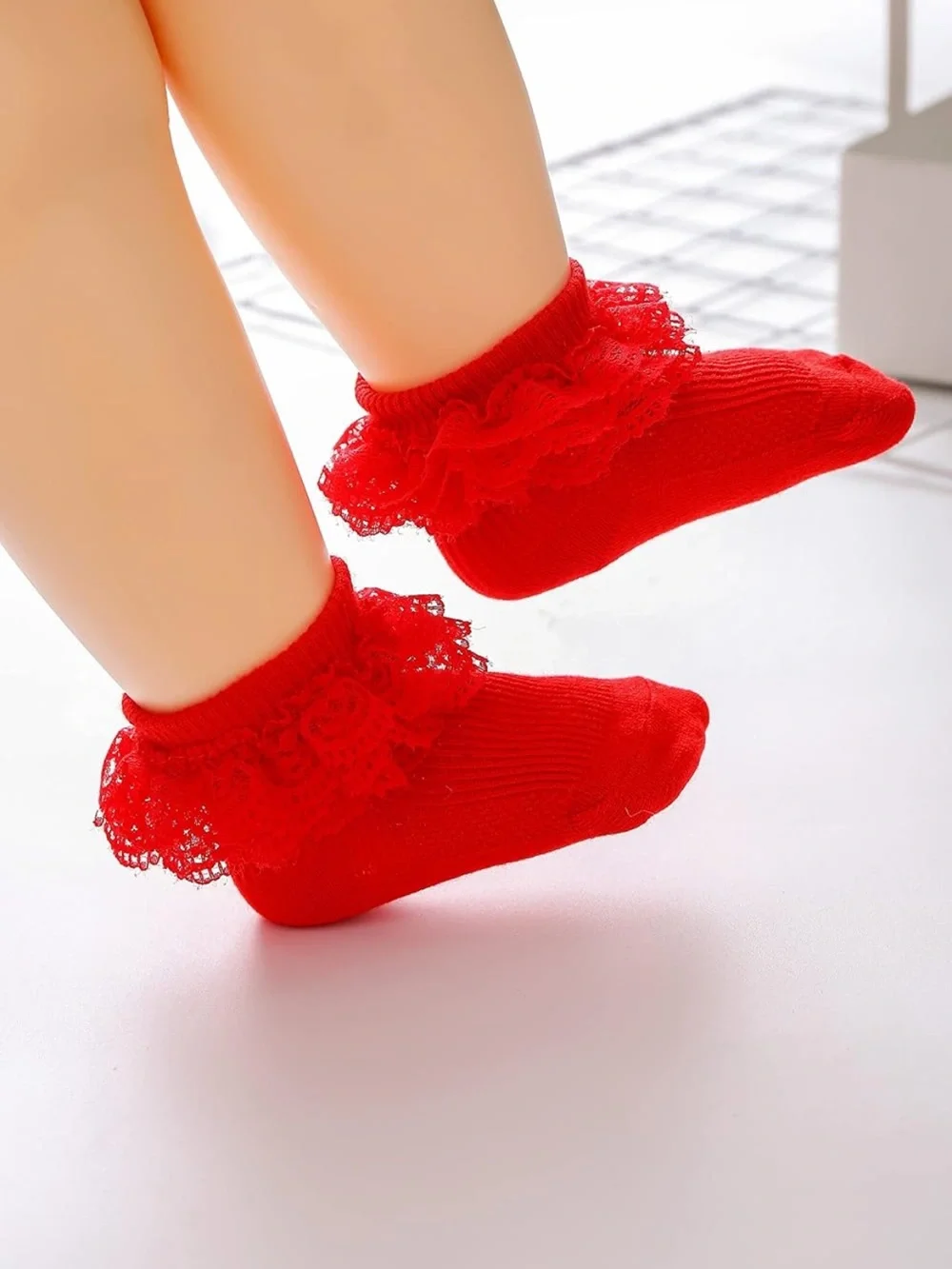 Adeimoo Newborn Baby Girls Socks Lace Ruffle Frilly 6-12 Monthe Set